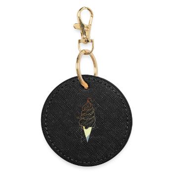 Croquis de cône de crème glacée vintage - Porte-clés rond - noir - Devant