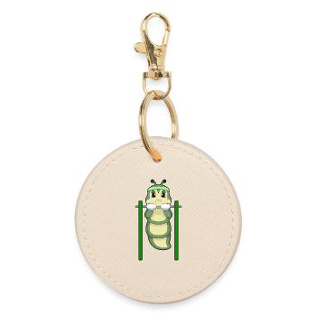 Caterpillar Bodybuilder Pull-ups Bodybuilding - Round Keyring - oyster - Front