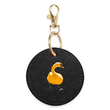 Elegant Swan Art Print - Round Keyring - black - Front