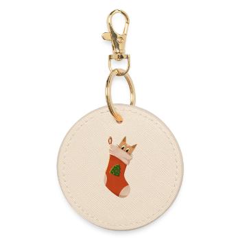 Cute kitten in boots - Round Keyring - oyster - Front