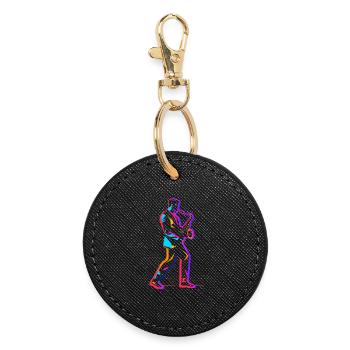 Saxophoniste des années 90 - Porte-clés rond - noir - Devant