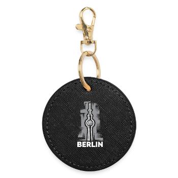Berliner Fernsehturm - Stadtsymbol als Logo - Runder Schlüsselanhänger - Schwarz - Vorne