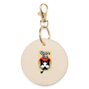 Retro cat - Porte-clés rond - huître - Devant