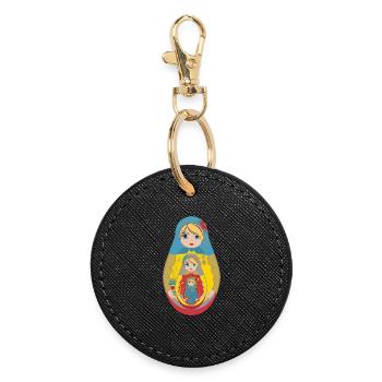 Traditionelle russische Matroschka Puppe - Runder Schlüsselanhänger - Schwarz - Vorne