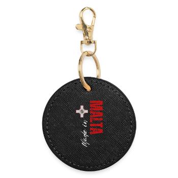 Fabriqué à Malte, conception verticale - Porte-clés rond - noir - Devant