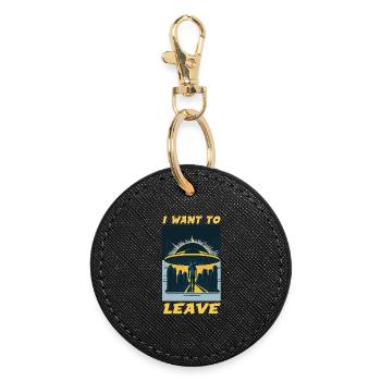I Want To Leave Humour Burn Out & Escape - Round Keyring - black - Front