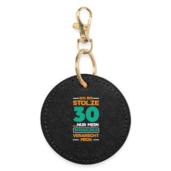 Funny 30th birthday gift - Round Keyring - black - Front
