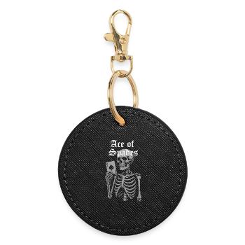 Illustration du squelette de l'As de pique - Porte-clés rond - noir - Devant