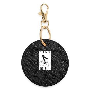 Motif de wing foil - Porte-clés rond - noir - Devant