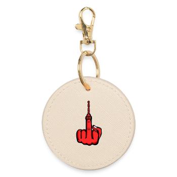 Mittelfinger Stingerfinger Bohrmaschine Design Rot - Runder Schlüsselanhänger - Auster - Vorne
