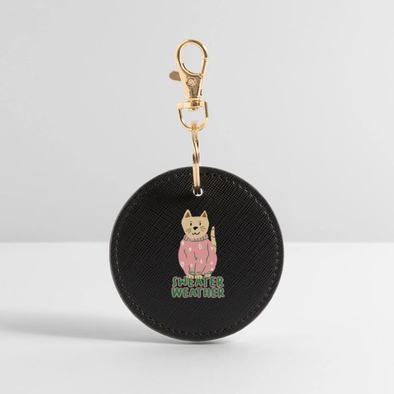 Chat en pull rose – Temps de pull Porte-clés rond