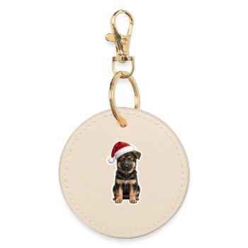 Un chiot Berger allemand fidèle en aide de Noël - Porte-clés rond - huître - Devant