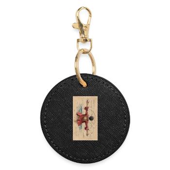 Dancing silhouette in a geometric circle - Round Keyring - black - Front