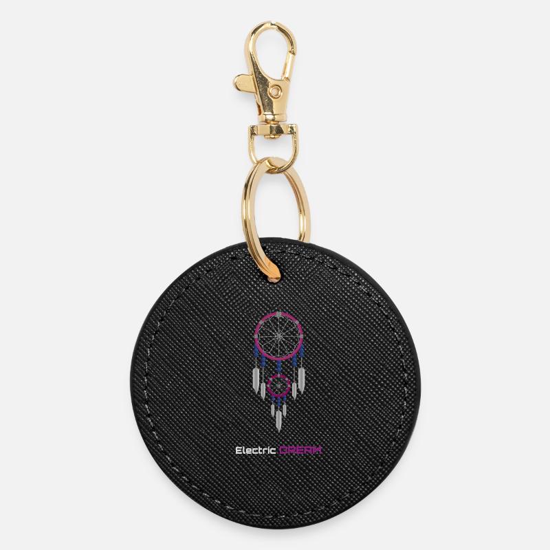 Neon Dreamcatcher - Round Keyring - black