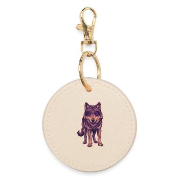 Wolf with sunglasses - Round Keyring - oyster - Front
