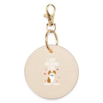 I just Freaking Love Yorkshire Terriers Motiv  - Round Keyring - oyster - Front