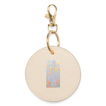 Abstract artwork with sheet music - Round Keyring - oyster - Front