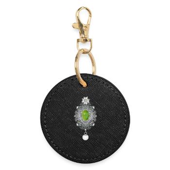 timeless costumes Emerald brooch with pearl - Round Keyring - black - Front