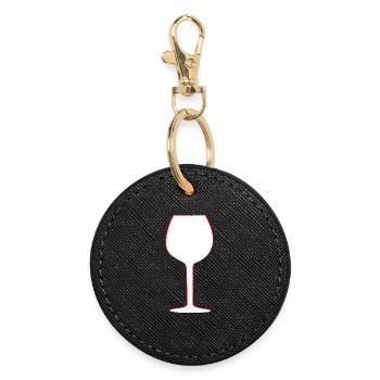 Vin Vin Verre Alcool vin vin Vin Rouge Gastro - Porte-clés rond - noir - Devant