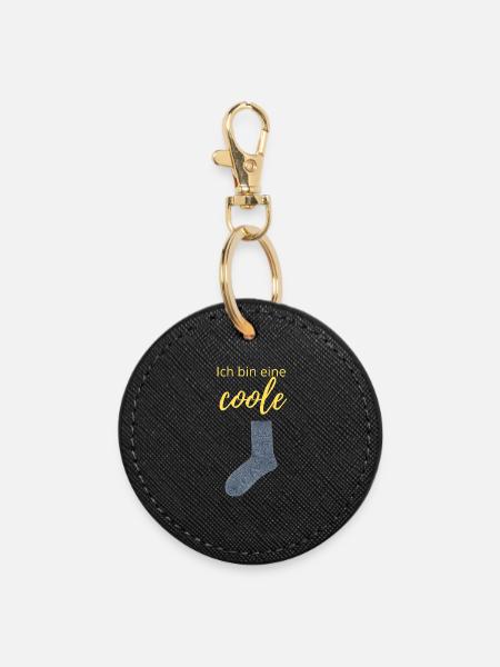 coole Socke - Runder Schlüsselanhänger - Schwarz