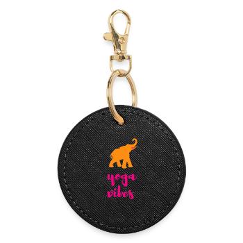 Yoga Vibes Elephant Meditation Quotes India - Round Keyring - black - Front