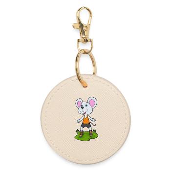 Mouse Inline skating Inline skates - Round Keyring - oyster - Front