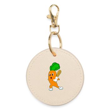 Carrot Baseball Baseball Bat - Round Keyring - oyster - Front