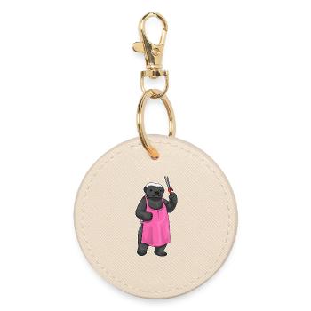 Badger Hairdresser Hair Clip - Round Keyring - oyster - Front