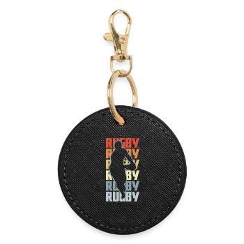 Rugby - Round Keyring - black - Front
