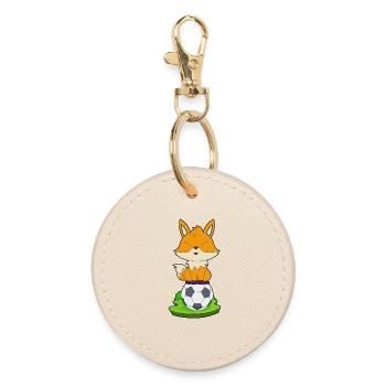 Fuchs Fußballspieler Fußball - Runder Schlüsselanhänger - Auster - Vorne