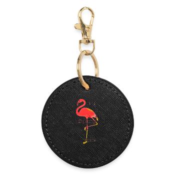 Flamingo - Runder Schlüsselanhänger - Schwarz - Vorne