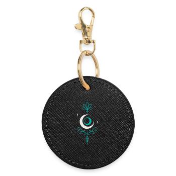 Moon Arrow with Lotus and Crystal - Moon Spirit - Round Keyring - black - Front