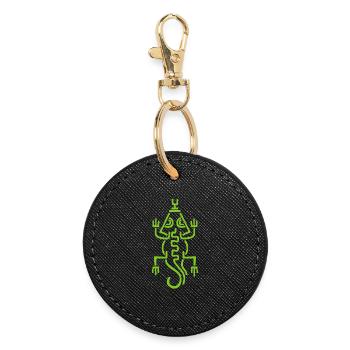 Tribal Green Lizard - Round Keyring - black - Front