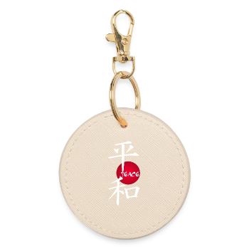 Japanese Kanji for Peace (White) - Round Keyring - oyster - Front