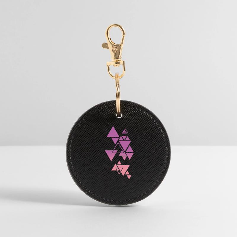 Gradient Triangle Pattern Pink Round Keyring