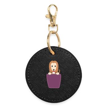 Greyhound in the breast pocket - Round Keyring - black - Front