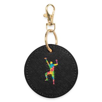 Climbing Mountains Colorful Climbers Bouldering - Round Keyring - black - Front
