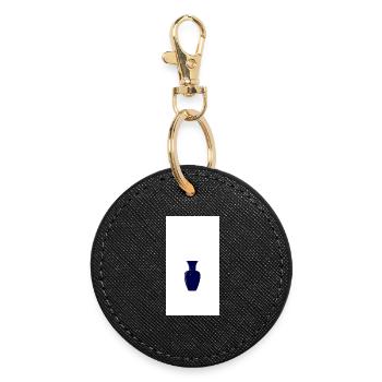 Silhouette de vase bleu minuit - Porte-clés rond - noir - Devant