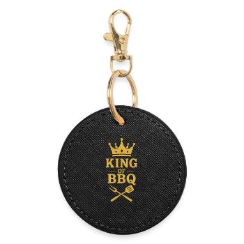 King of BBQ | Grillmeister Krone - Runder Schlüsselanhänger - Schwarz - Vorne