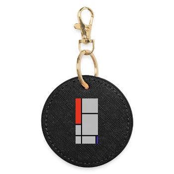 Abstract Geometric Blocks - Round Keyring - black - Front