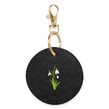 Les perce-neige comme de belles fleurs printanières - Porte-clés rond - noir - Devant