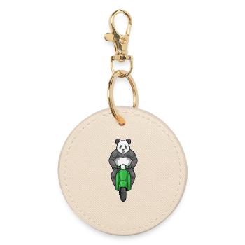 Panda Scooter - Round Keyring - oyster - Front