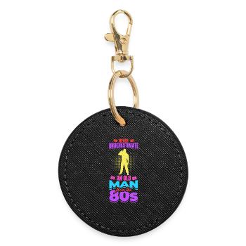 80s grandfather - Round Keyring - black - Front
