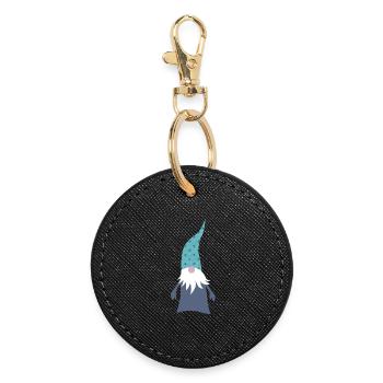 Gnome Dots Points Woodland Gnome Nursery de Noël - Porte-clés rond - noir - Devant