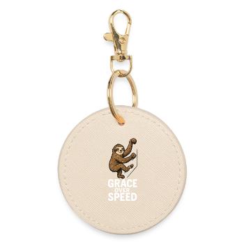 Bouldern Motivation – Grace Over Speed Geschenk - Runder Schlüsselanhänger - Auster - Vorne