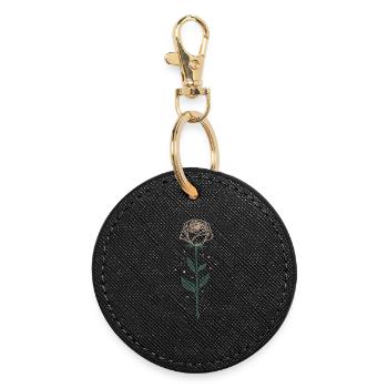 Elegant Rose Illustration - Round Keyring - black - Front