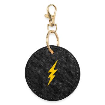 Energy flashDesign in yellow - Round Keyring - black - Front