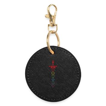 Dés Épée RPG Style Fantasy Gamer Arme Graphique - Porte-clés rond - noir - Devant