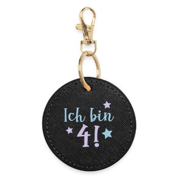 ich bin 4! - Runder Schlüsselanhänger - Schwarz - Vorne