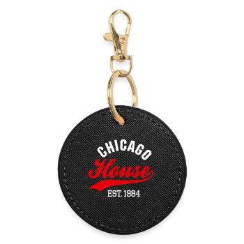 Vintage Chicago House est. 1984 Rave House Party - Runder Schlüsselanhänger - Schwarz - Vorne